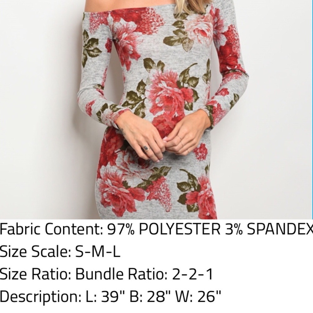 Last Best Seller off shoulder floral bodycon dress - Picture 2 of 7